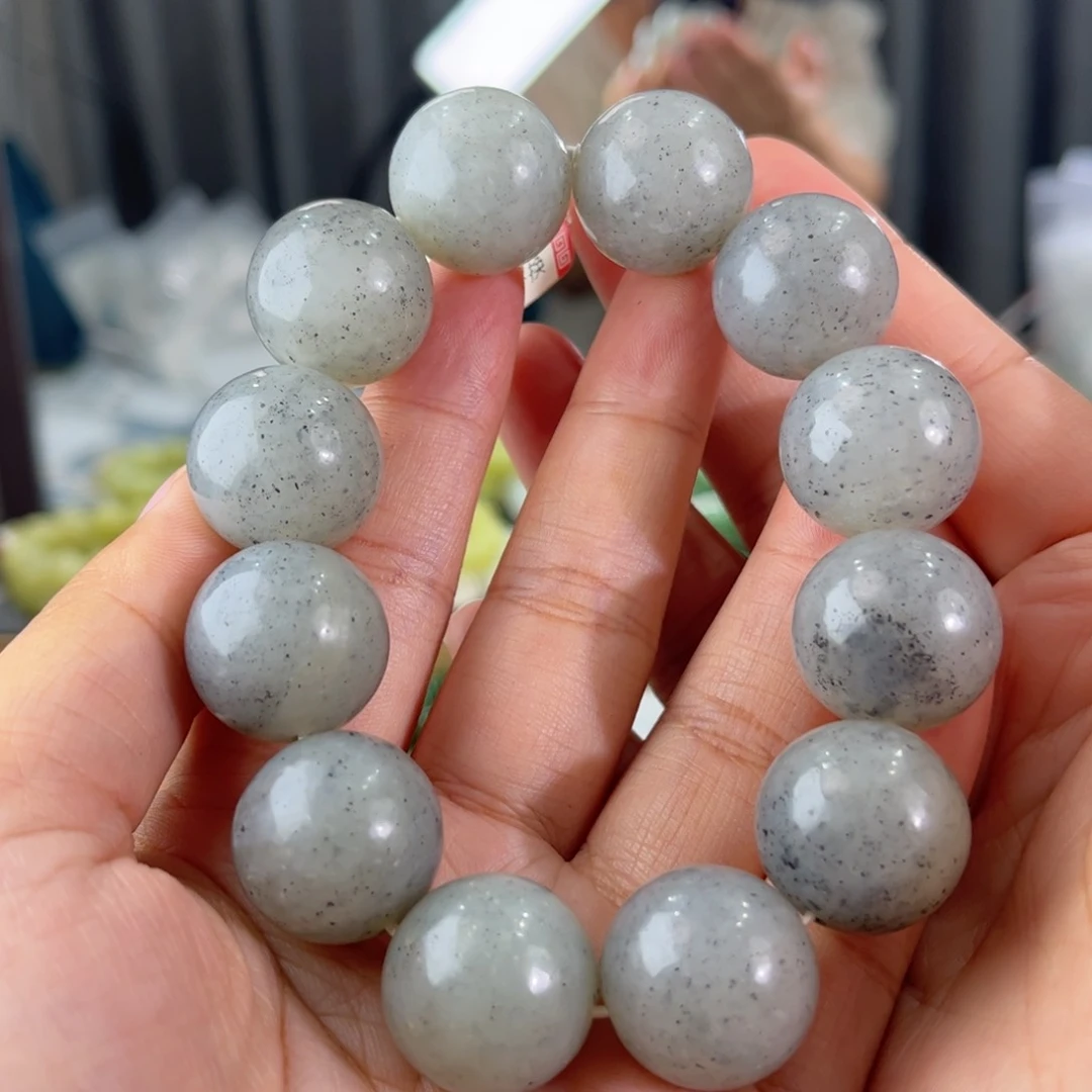 手链未镶嵌和田玉新疆和田玉点墨青花卡20圆珠