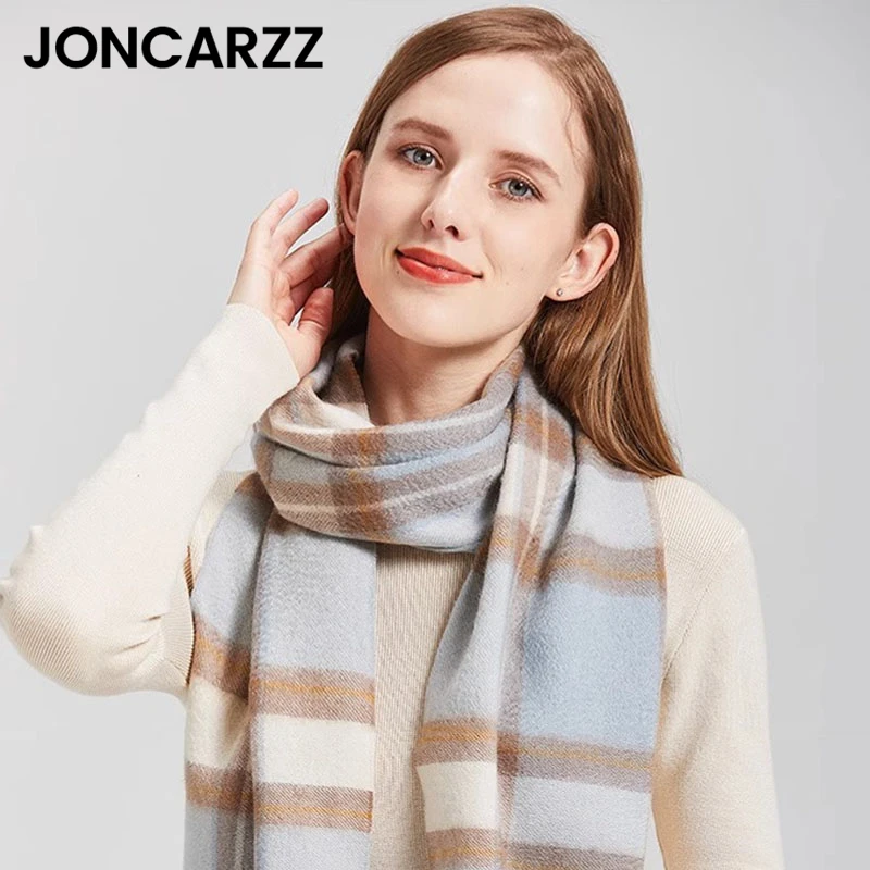 JONCARZZ羊绒围巾女爆款2025新款冬季韩版格子保暖洋气围脖送礼