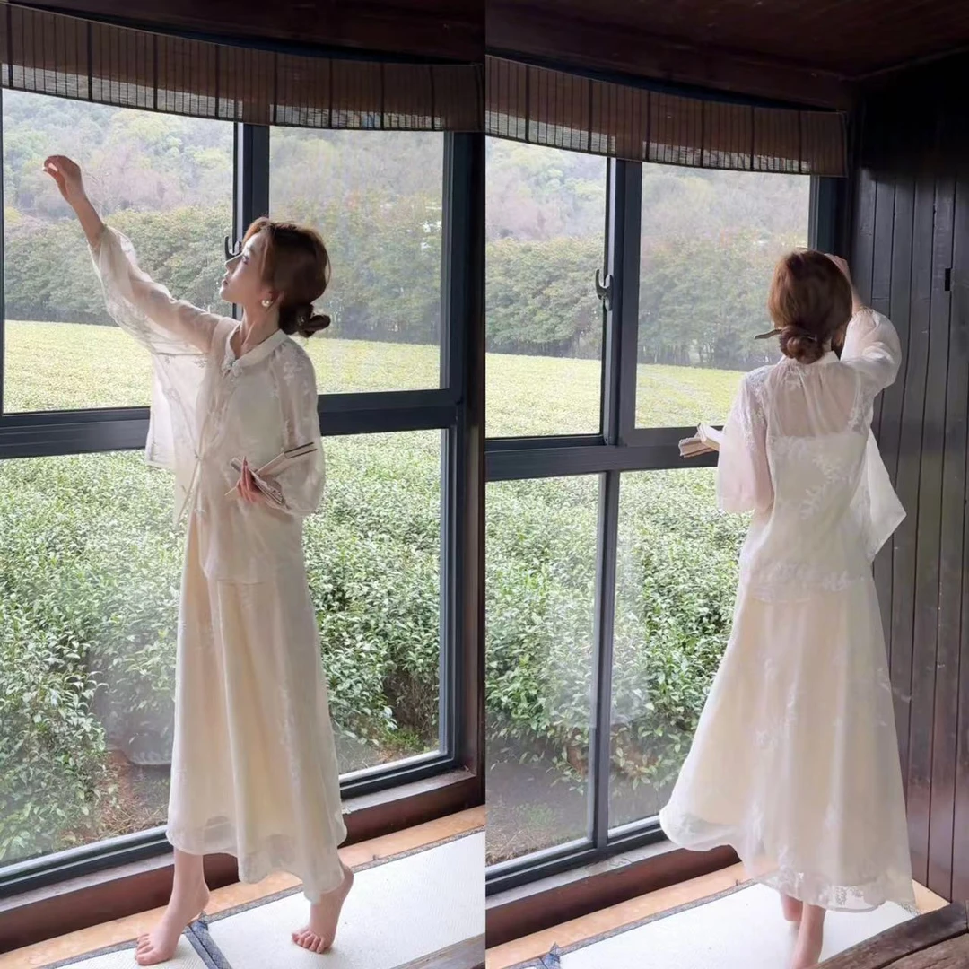 【婷婷】《月神》小富婆国风 刺绣新中式上衣半裙2FTC030