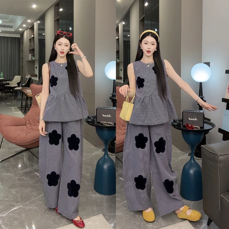 【安盈】孕妇装夏季新款韩系太阳花气质显瘦套装 时尚减龄潮妈套装