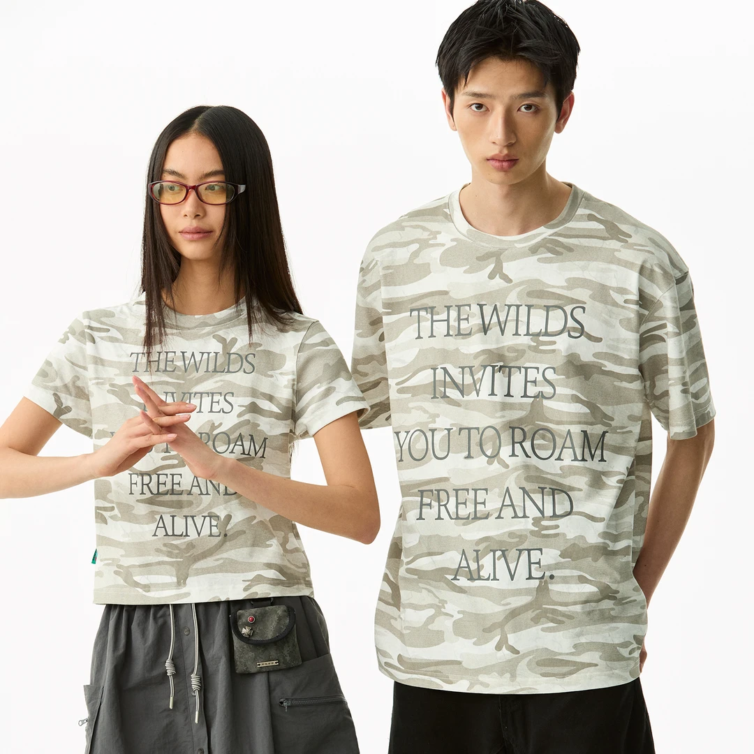 江南先生NewJNXS野生无限迷彩字母短袖T恤宽松情侣短上衣JN52Y07
