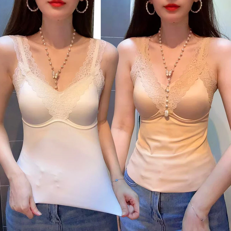 6166中长款吊带背心女聚拢无痕内搭舒适透气一体胸垫单件上衣秋冬