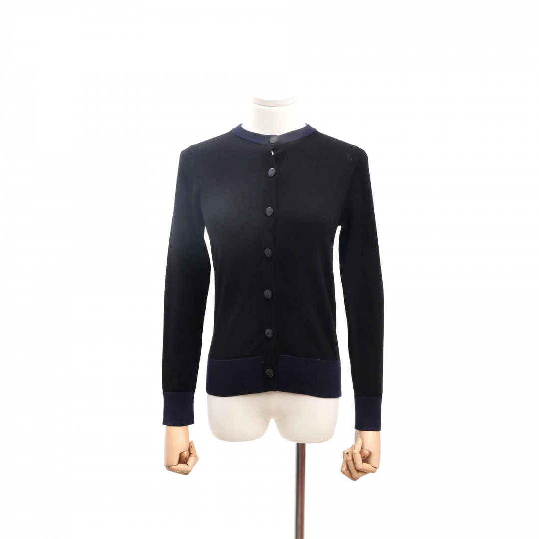 99新 Chanel/香奈儿 【双双】圆领拼色针织开衫 XS码