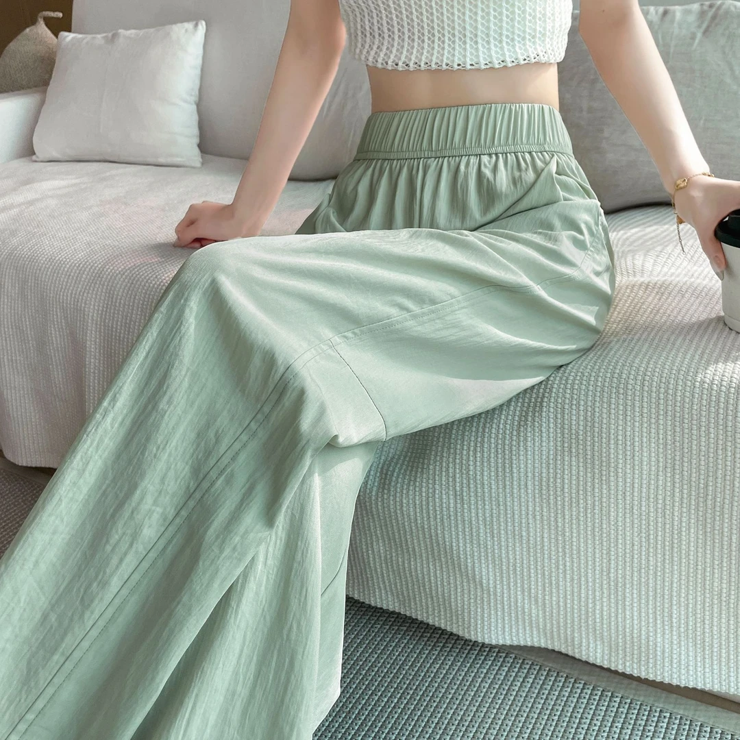 天丝阔腿裤女夏季薄款高腰显瘦宽松冰丝直筒女裤子垂感窄版山本裤