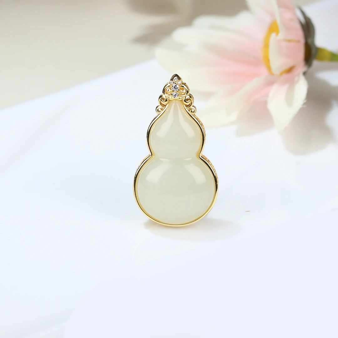 【麦子家族春季特惠】天然和田挂件葫芦吊坠S925银时尚挂坠 D0907