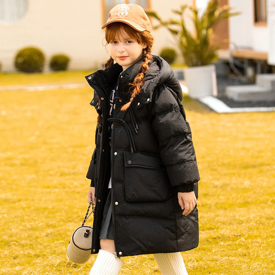 女童羽绒服冬季2024冬季新款韩版儿童洋气中长款童装加厚外套三防
