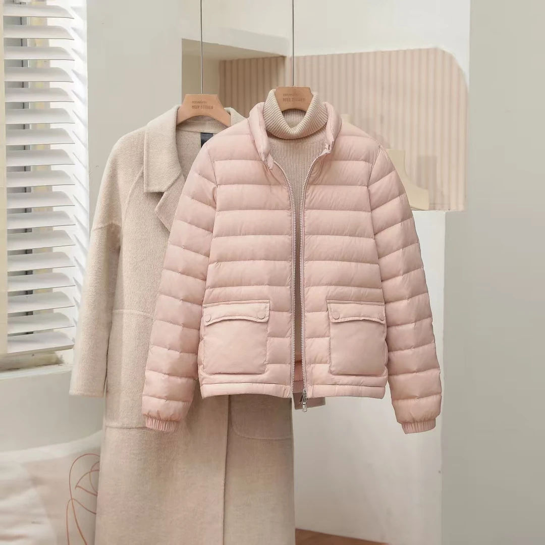 25秋冬新款立领韩版羽绒服外套极简风潮流排骨百搭纯色休闲