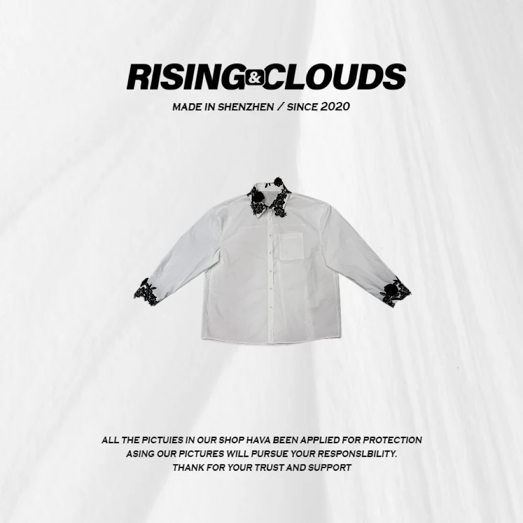 RISING&CLOUDS小法【独白】显瘦百搭设计款拼接袖衬衣120351GT