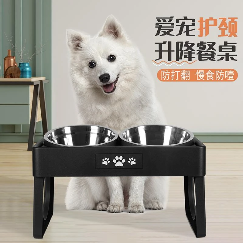 狗碗狗盆护颈大型犬狗食盆防打翻大号狗狗饭盆慢食碗高脚宠物双碗