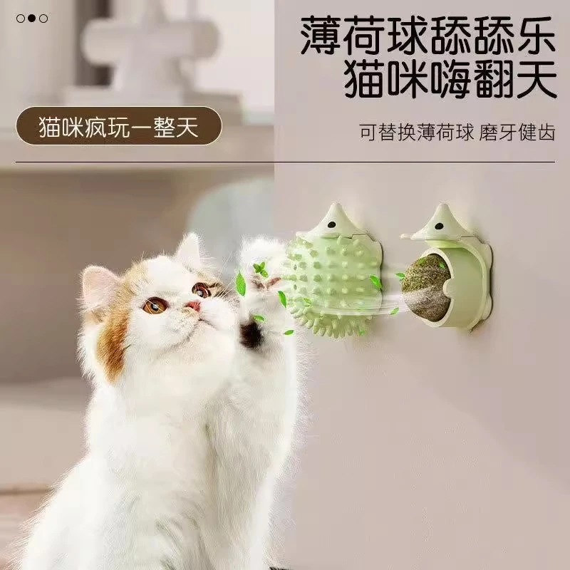 猫玩具薄荷舔舔球磨牙解闷啃咬逗猫棒替换头猫咪专用旋转薄荷球