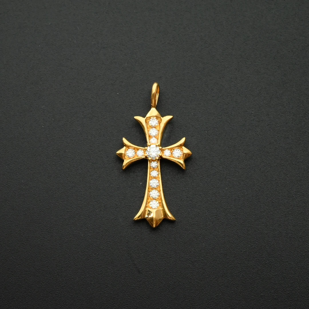 无品牌足金999 莫桑双十字架吊坠 亮面 多样性发一