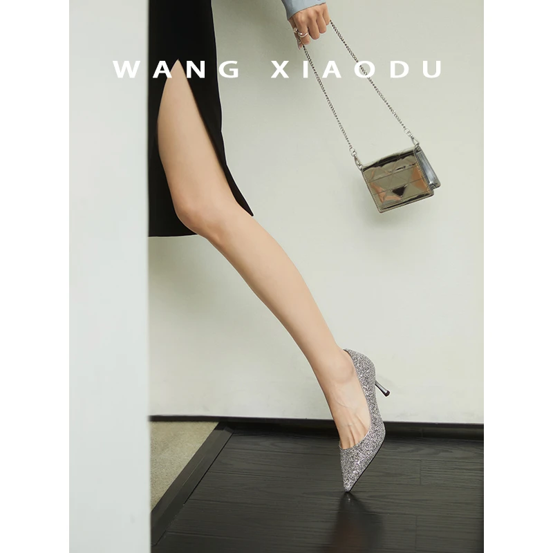 【王小毒】繁星漫漫 格利特亮片细高跟鞋女2025年6.5cm尖头单鞋