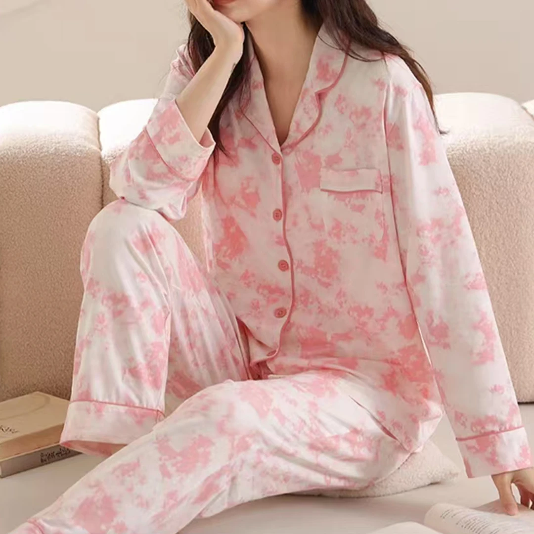 植物花卉复古碎花翻领女士时尚家居套装6D799(不分颜色、分色系)