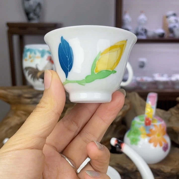 杯主人杯手绘釉下彩