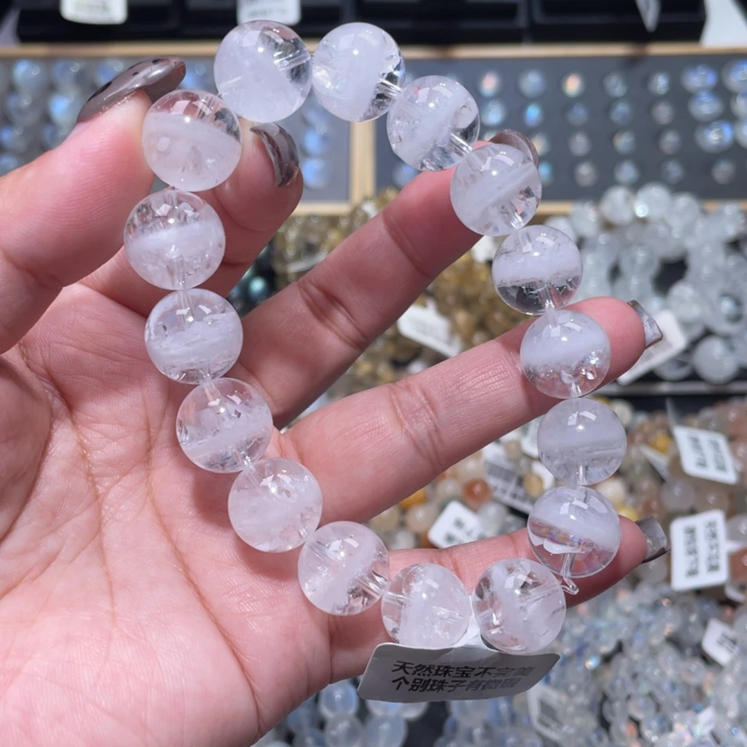 水晶手链未镶嵌半盆彩虹白幽灵手链13mm