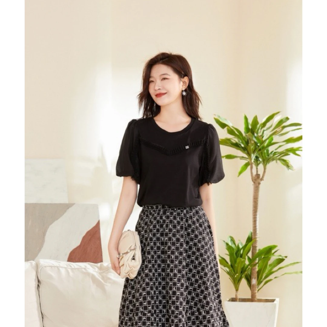 希茜8262 夏季新款时尚显瘦宽松休闲百搭简约T恤