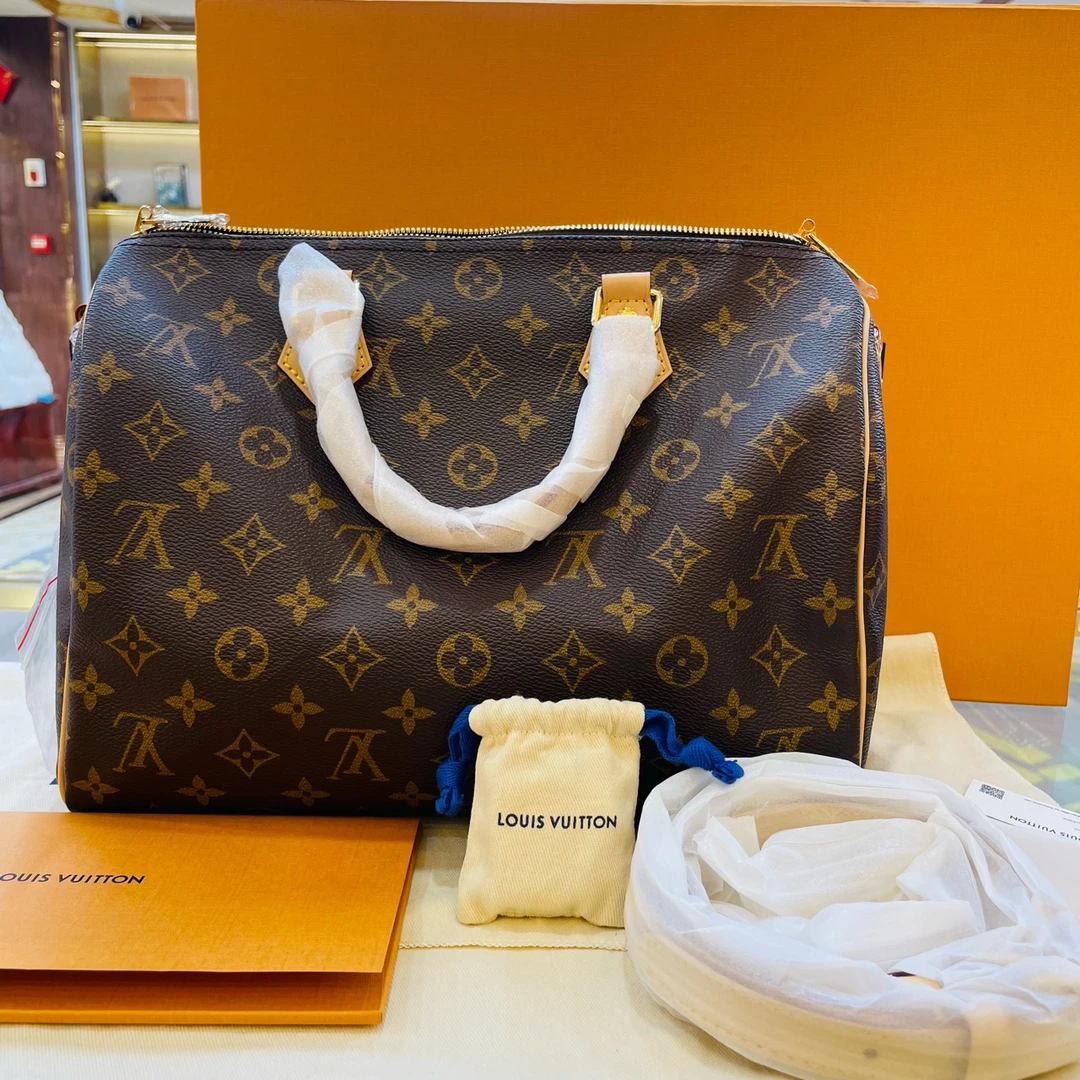 全新未使用 LV  LV 路易威登 Speedy30 老花手提单肩包