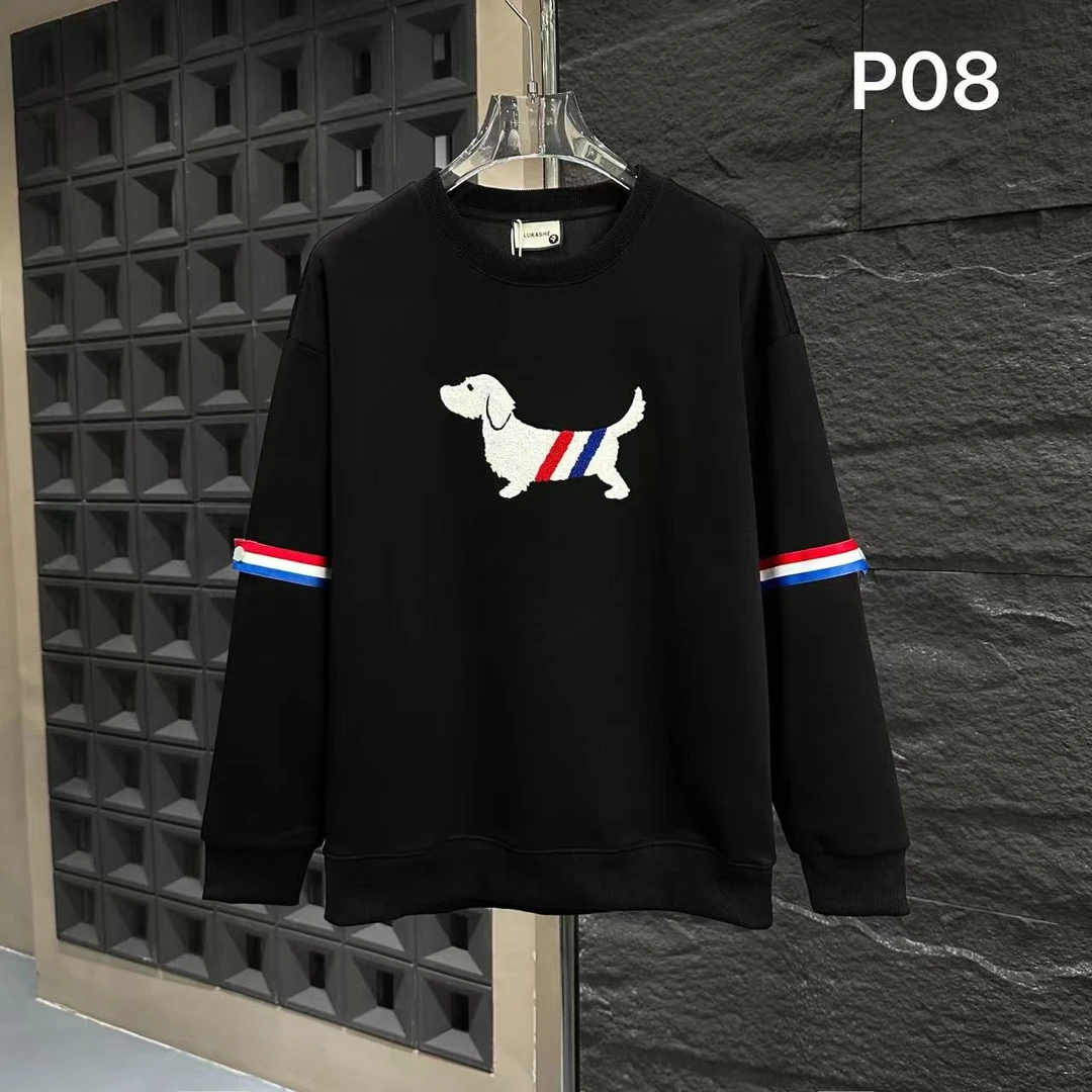 HI-P08-潮牌刺绣长袖圆领套头情侣宽松轻奢百搭休闲卫衣