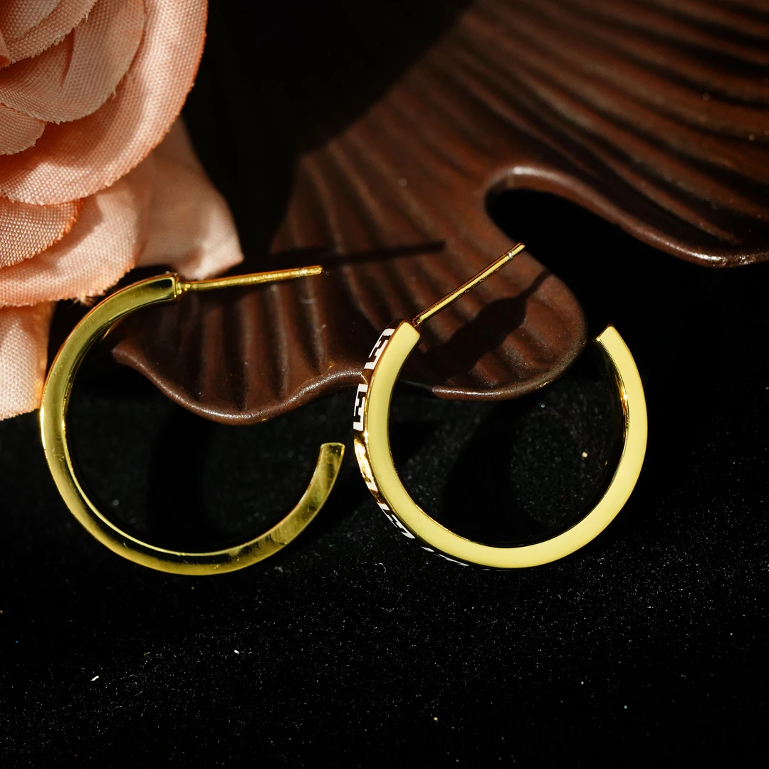 铜合金耳饰 【3097】LeLe 耳钉 双f满排简约而不简单高级气质