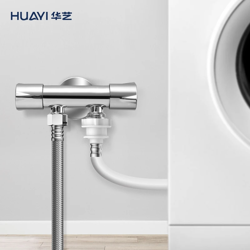 HUAYI/华艺黄铜三通分水阀门一进二出角阀分水器水龙头一分二