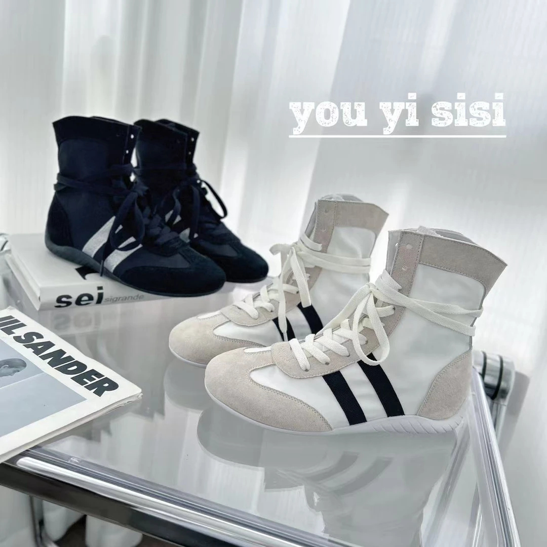 有意思思女鞋“拳击”欧若风高帮鞋潮鞋网面透气百搭韩版ins时尚