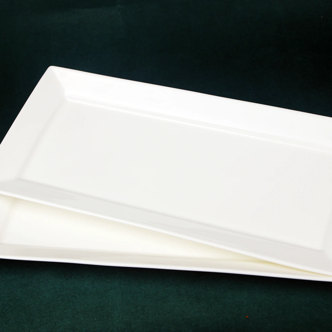 14.5寸长方盘骨瓷深鱼盘家用蒸长碟大号蒸鱼盘装鱼白色酒店高级感