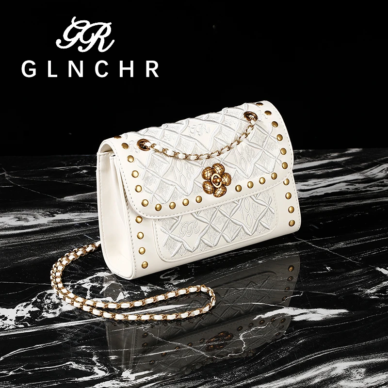 新款小众刺绣铆钉小方包女包G005