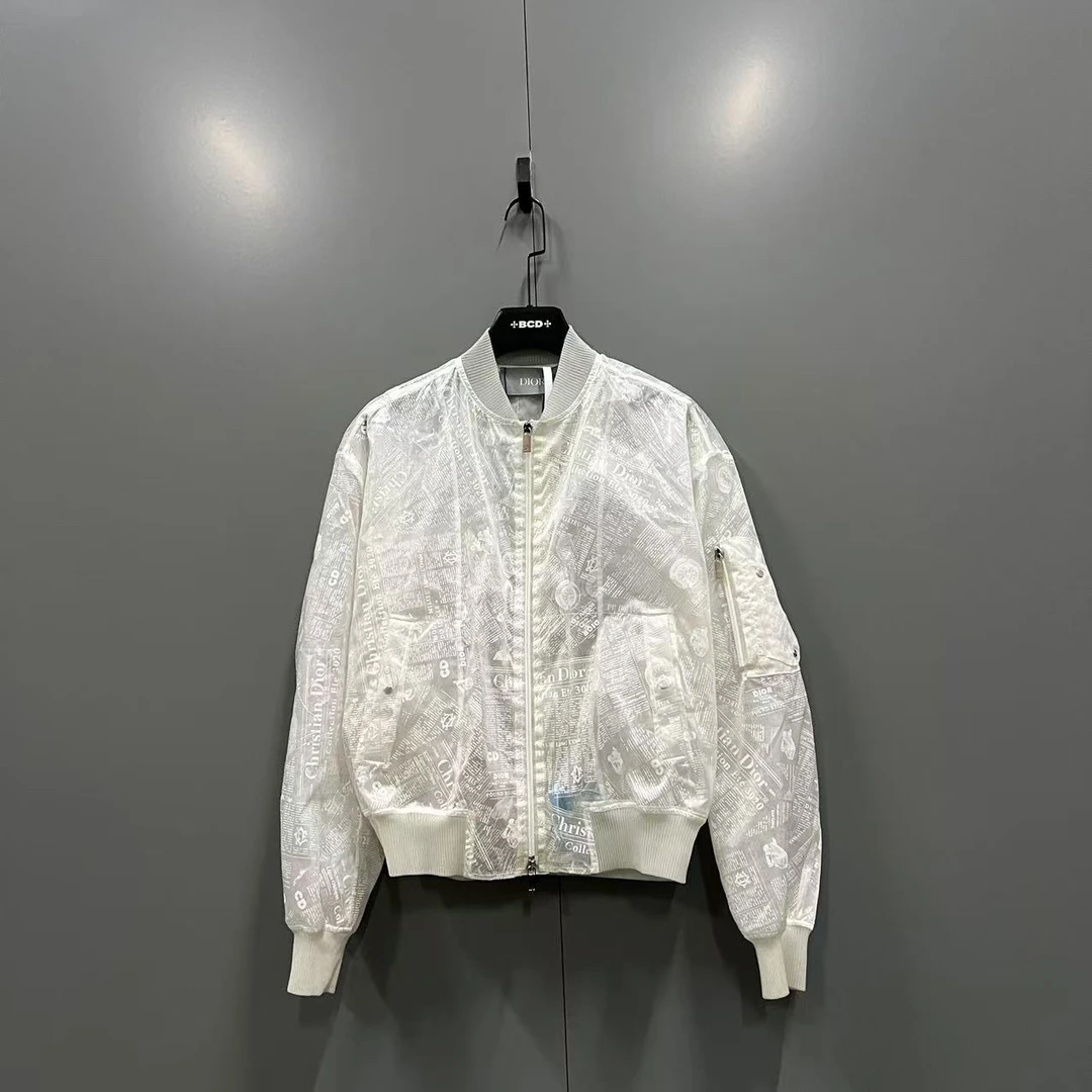 99新 DIOR/迪奥 q218 报纸透明MA1夹克 46码/瑕疵如图4  bc013083