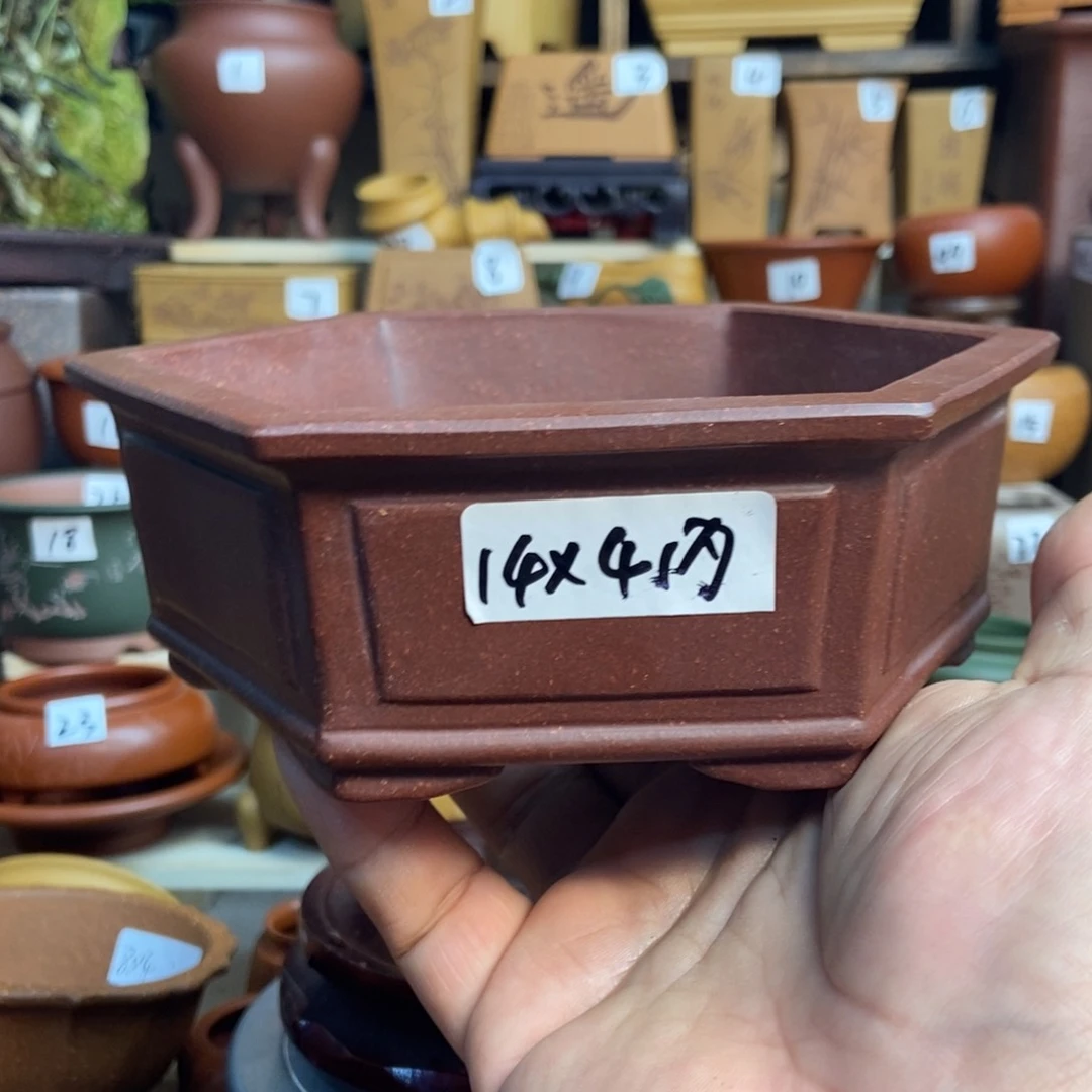 紫砂花盆孙伟，内口经尺寸14×4