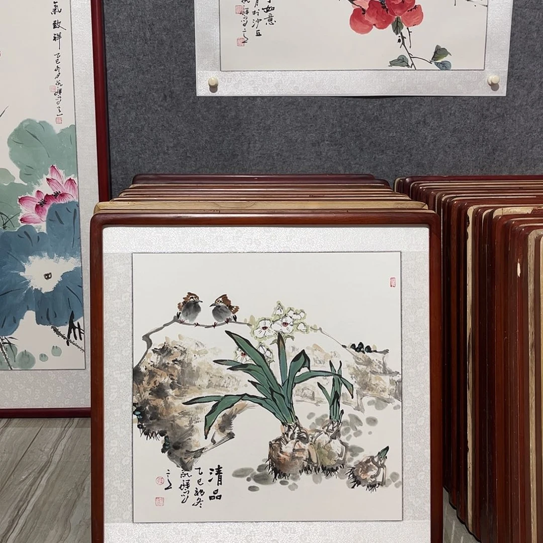 国画书画作品带框63×63