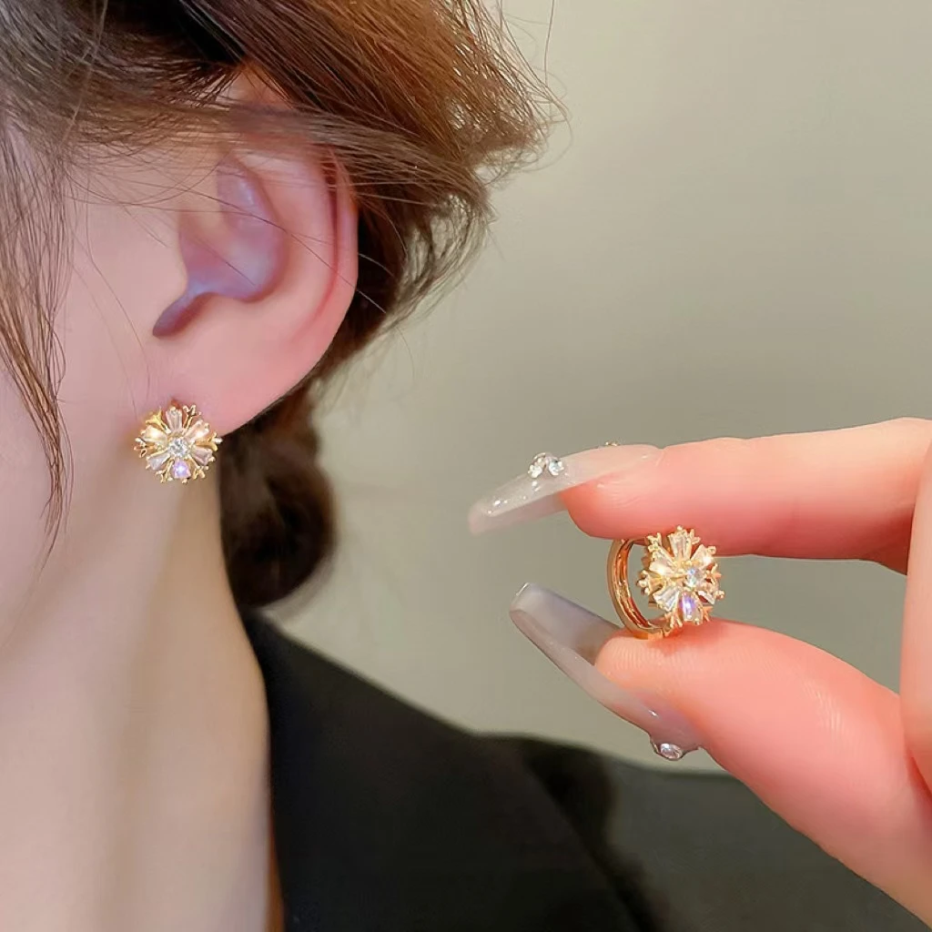 铜合金无非金属耳饰  小众蝴蝶结雪花几何耳环女轻奢精致高-201