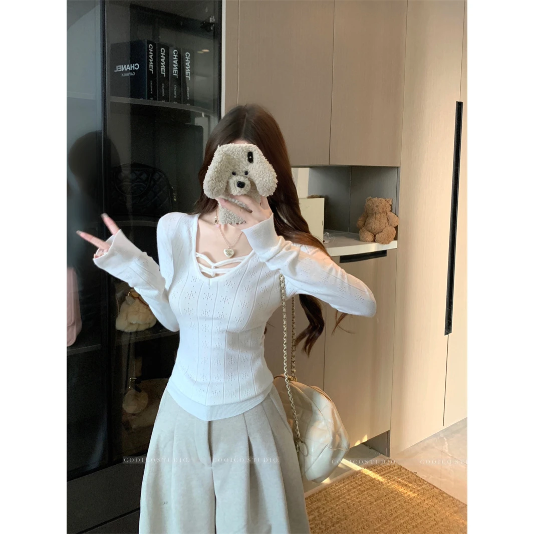 纯欲性感内搭上衣女秋冬新款高级感修身打底衫气质独特长袖针织衫