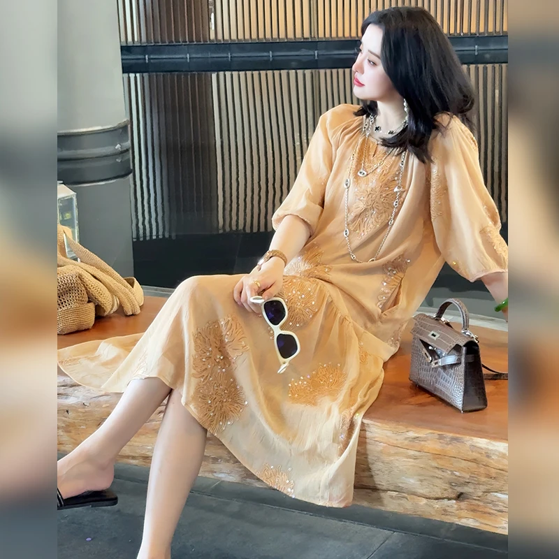 Linda姐高端线【欧若风】时尚慵懒风高贵气质连衣裙子AS5LCX0644
