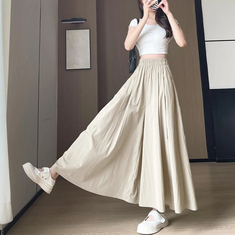 FAVMARTHA山本裙裤女夏季2025新款高腰a字半身长裙小个子垂感冰丝