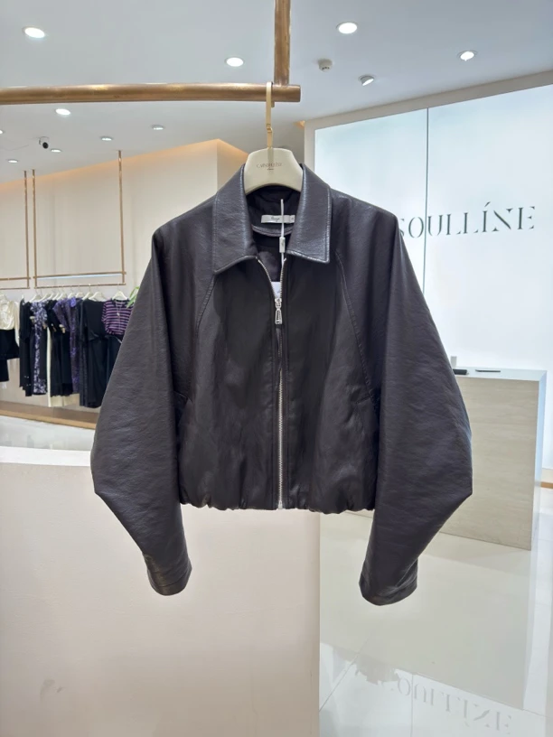 25375562【柚盐】秋季新款短款街头风蛋白皮衣夹克休闲宽松翻领