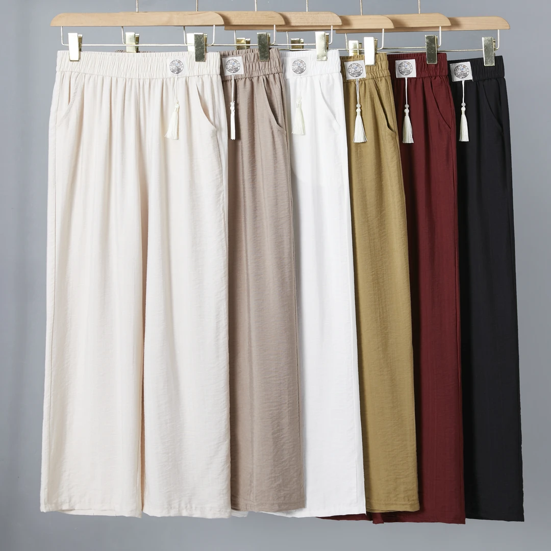 【升级版樱花裤】夏季清凉透气时尚百搭气质垂感高腰直筒休闲裤