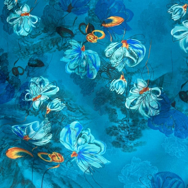 【蓝铃花】人丝香云纱国服服装面料