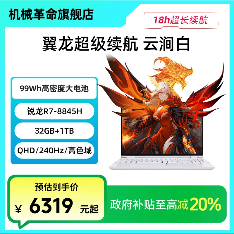 【政府补贴】机械革命翼龙15Pro 超级续航 R7 4060 游戏笔记本电脑