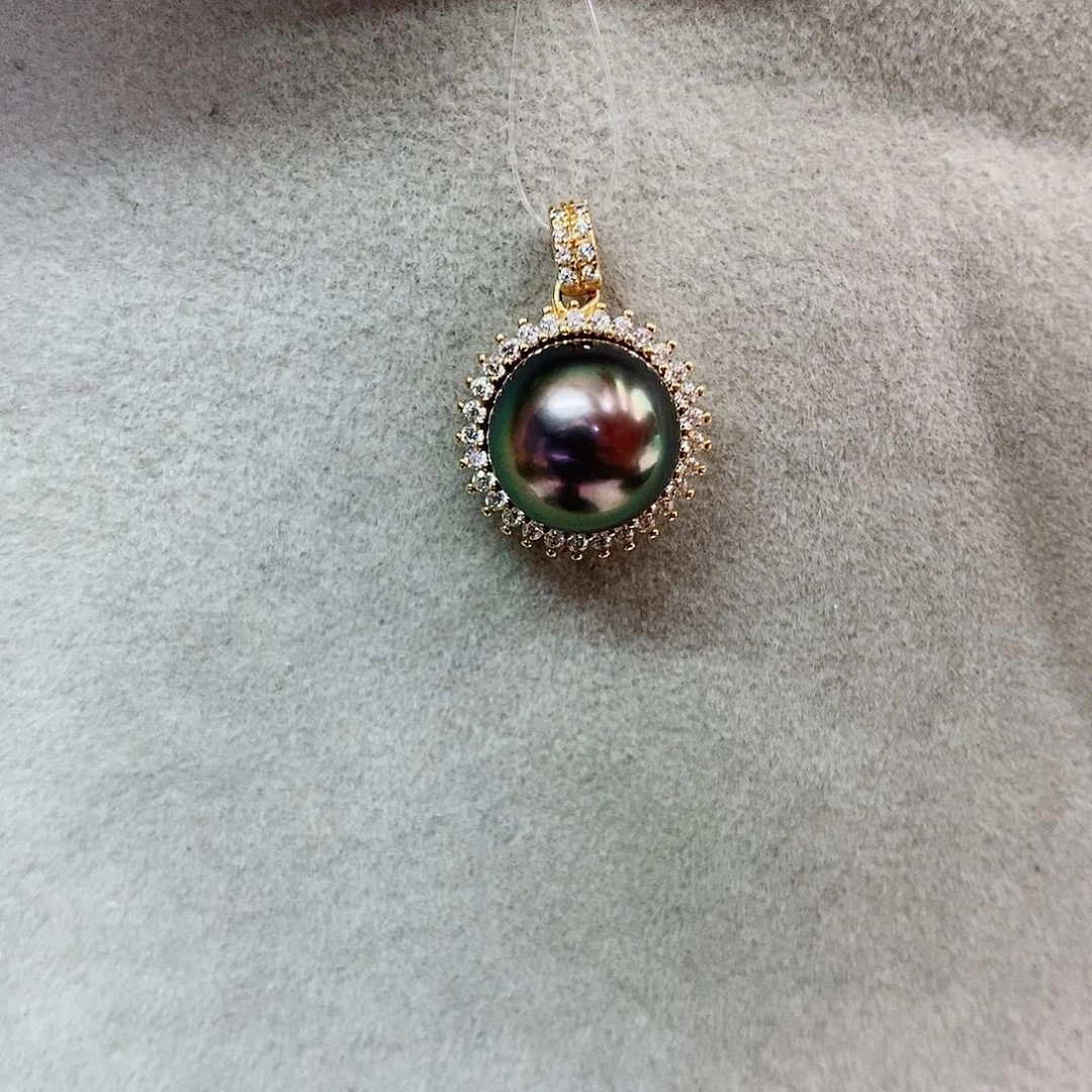 吊坠(不含链)银S925镶嵌海水珍珠9-10