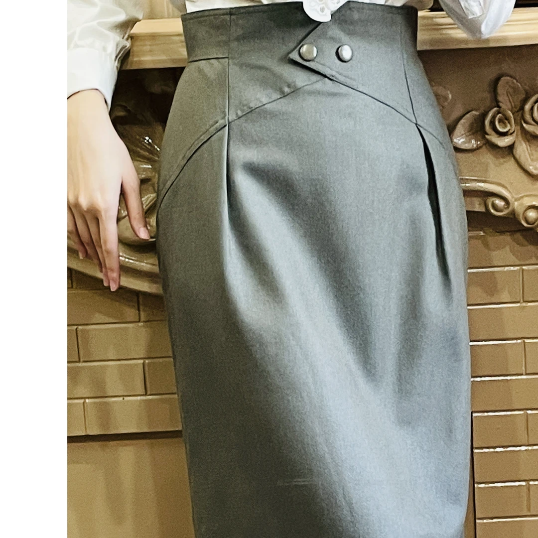 95新 DIOR/迪奥 迪奥短裙夏季新款职业通勤显瘦A字包臀后开叉