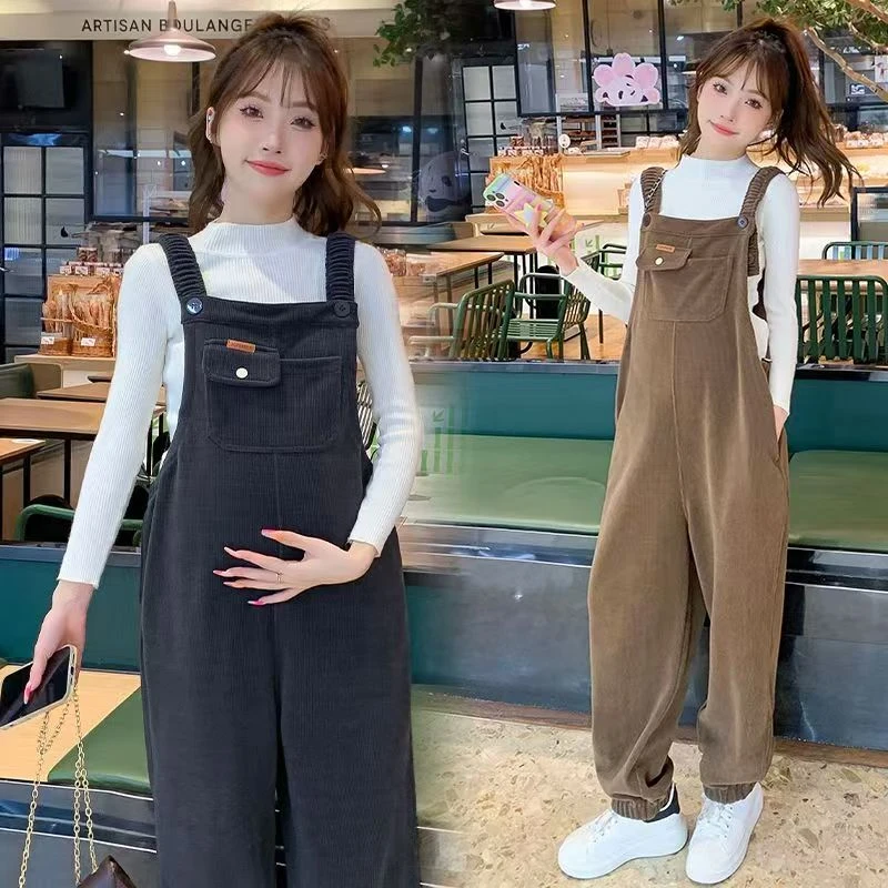 孕妇背带裤春秋装孕妇宽松裤子外穿潮妈时尚韩版裤子秋冬款孕妇裤