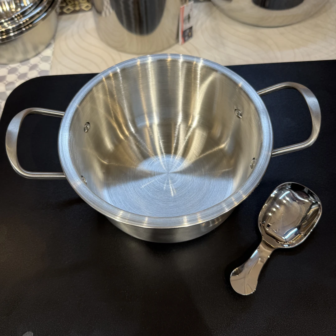 BH/不锈钢沙拉碗勺两件套双耳可爱泡面碗带小熊勺厨房餐具套装