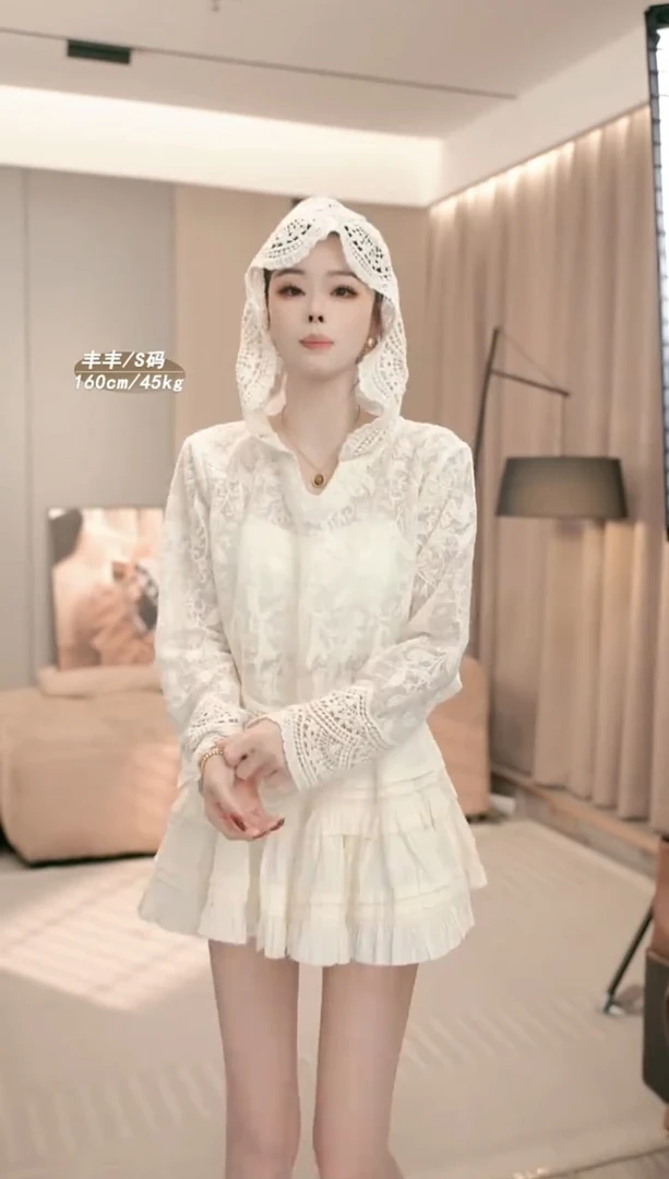 东大门重工蕾丝边拼接钩花蕾丝衫女2025春夏新款气质百搭可配一套