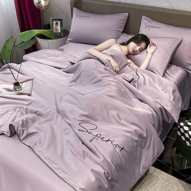 水星家纺适用夏季冰丝空调被夏凉被水洗夏被四件套天丝薄款单双人