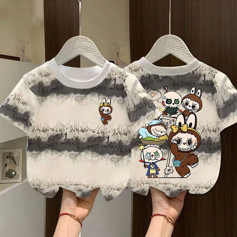 纯棉男女童短袖男吸汗夏季宽松条纹透气T恤夏装男童宝宝小童t恤