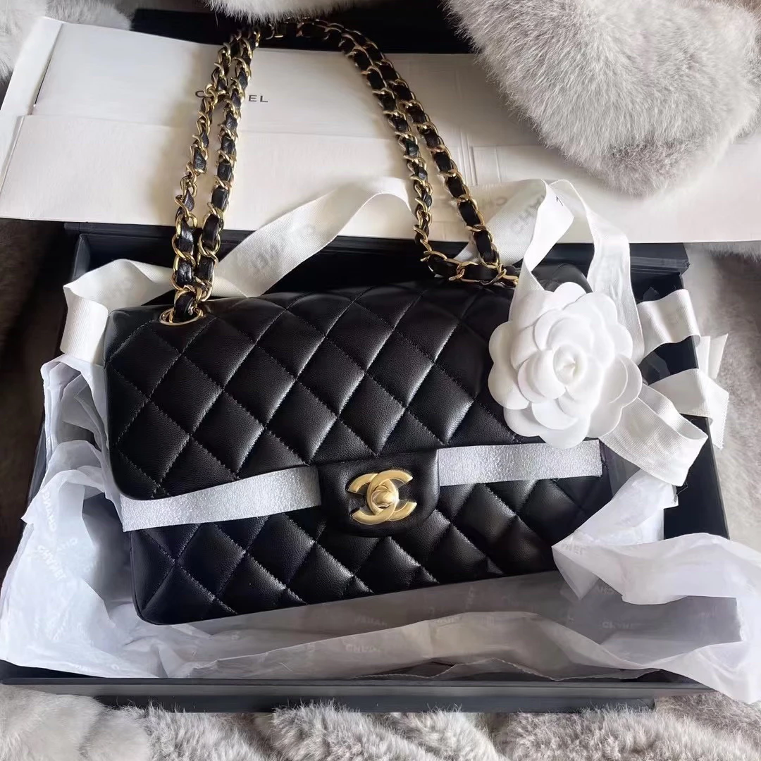 全新未使用 Chanel/香奈儿 香奈儿黑金羊皮小号cf