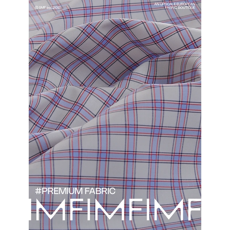 G&CC ALB&NI CO高密棉质蓝色小格纹面料 宽140CM 意大利直邮