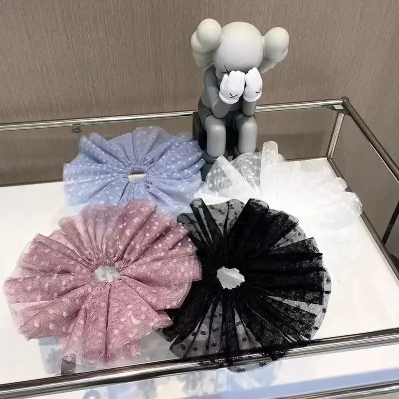 LAPHE 独特网纱波点大肠发圈气质高级感发圈