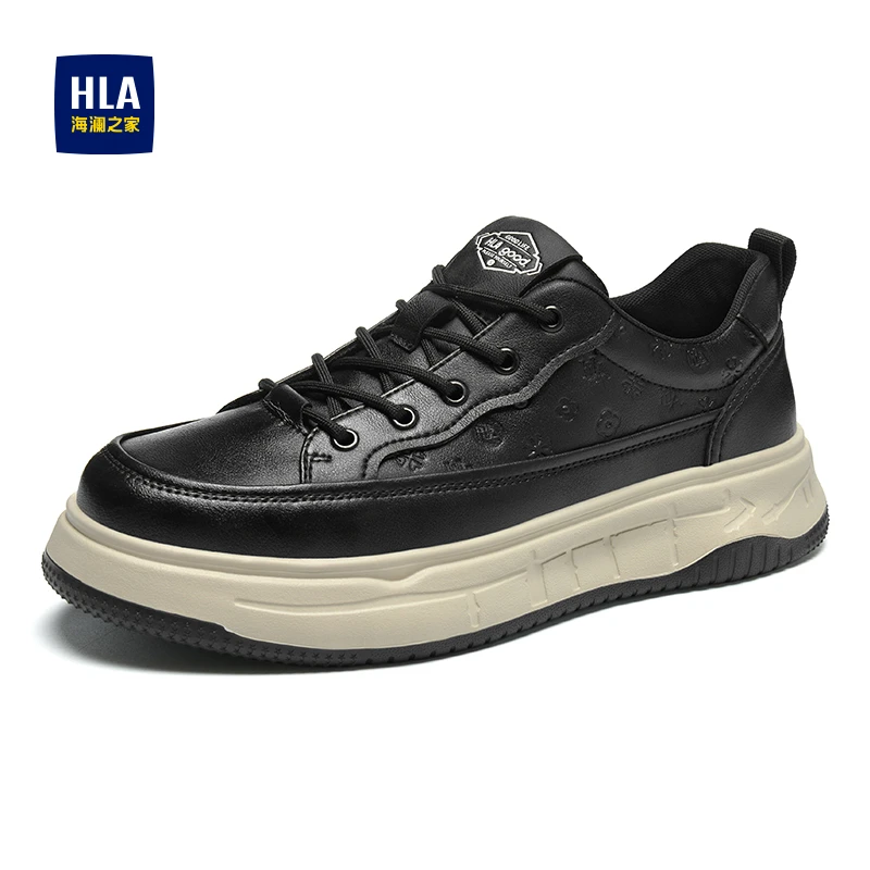 HLA/海澜之家男鞋秋冬新款时尚百搭皮面低帮板鞋男士耐磨休闲潮鞋