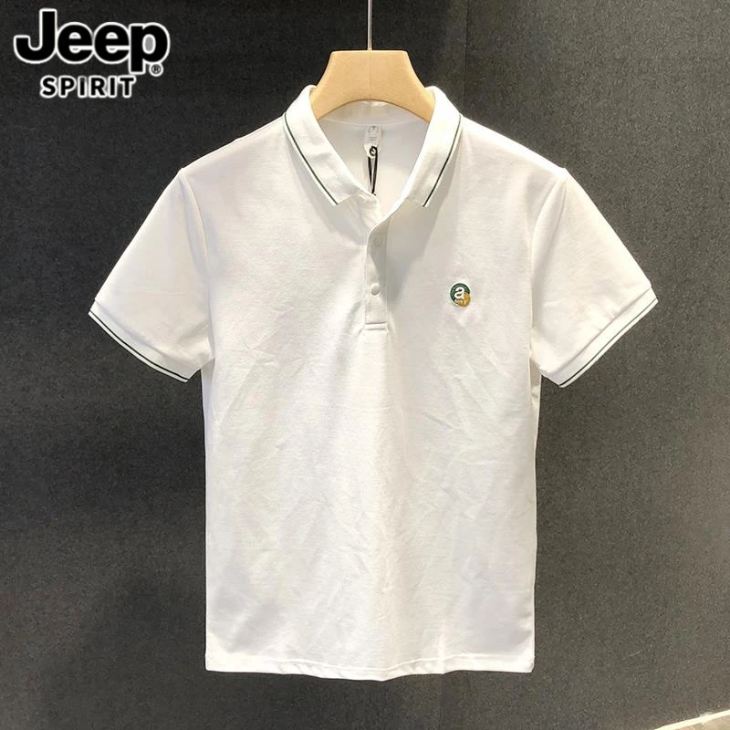 Jeep吉普夏季短袖poloT恤衫男翻领修身刺绣夏季修身翻领Polo